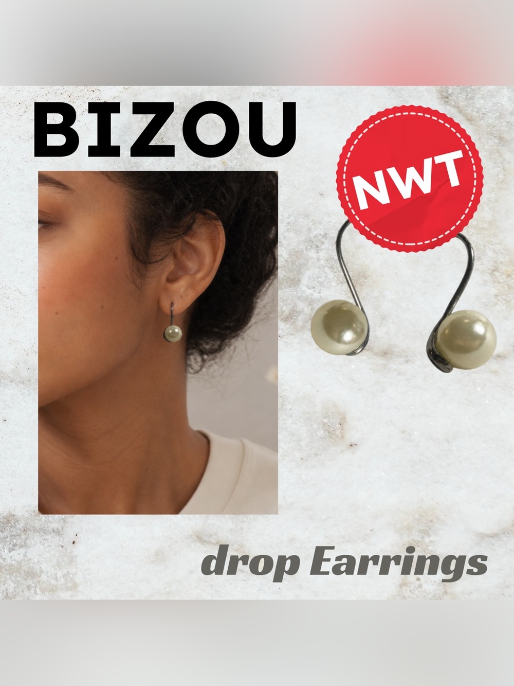 🆕NWT BIZOU | 1 cm | Feminine Elegant Faux pearl drop earrings - classic look